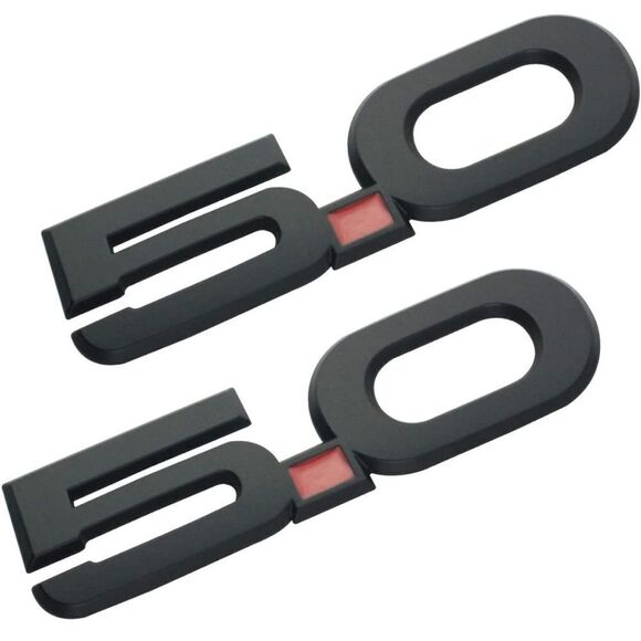 Mustang 5.0 3D Left Right Fender Emblems for 2015-2020 Set of 2 Black/Red NWT - Picture 1 of 11